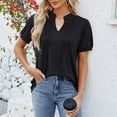 thumbnail image 2 of Tops for Women Trendy Summer Sports Women Women's Long Sleeve Tee Shirts Phrasing Shirt Tee Shirts Womens Woman S Tee Shirt Women's Fashion Casual Solid Color Spring/summer V Neck Ruffled Stre Black L, 2 of 7