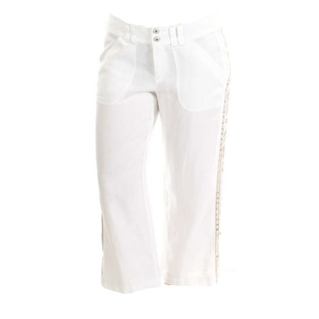 - INC NEW White Women's Size 4X23 Capris Cropped Embroidered Linen Pants