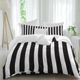 thumbnail image 2 of Black Striped Duvet Cover Set, Modern Farmhouse Black White Stripes Soft Duvet Cover Twin Size Bedding Set 4 Pieces, 1 Quiltcover and 2 Pillowcases with Zipper, 1 Bed Sheet for All Seasons, 2 of 9
