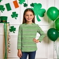 thumbnail image 2 of Tauxra Chandail de la Saint-Patrick pour Adultes, T-Shirt à Manches 3/4 Imprimé Col Rond, T-Shirt Graphique Trèfle Décontracté à Manches Longues pour Activités Festives, 2 of 6