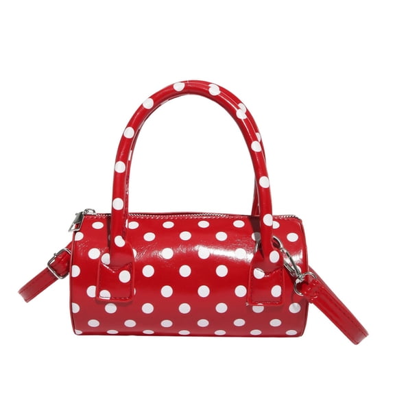 AJGRHE Polka Dot Crossbody Bags for Women Round Bag Glossy Purses Women Satchel Handbag Cute Bag Casual Shoulder Handbag Red1