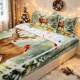 thumbnail image 3 of Manfei Dreamy Elk Fox Zipper Twin Comforter Sets with Fitted Sheet and 2 Pillowcases, Winter Holiday Wildlife Zipper Bedding Set, Cream Sage, Christmas Reversible, 4 Pieces, 3 of 7