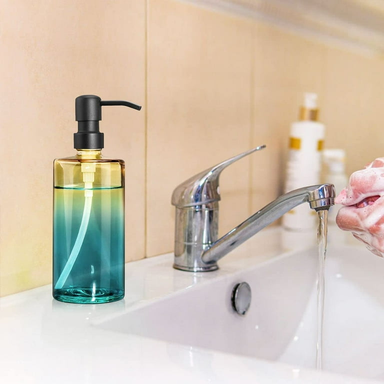 16 Oz Glass Hand Soap Dispenser Liquid Dish Soap Dispenser For Kitchen Sink  Bath