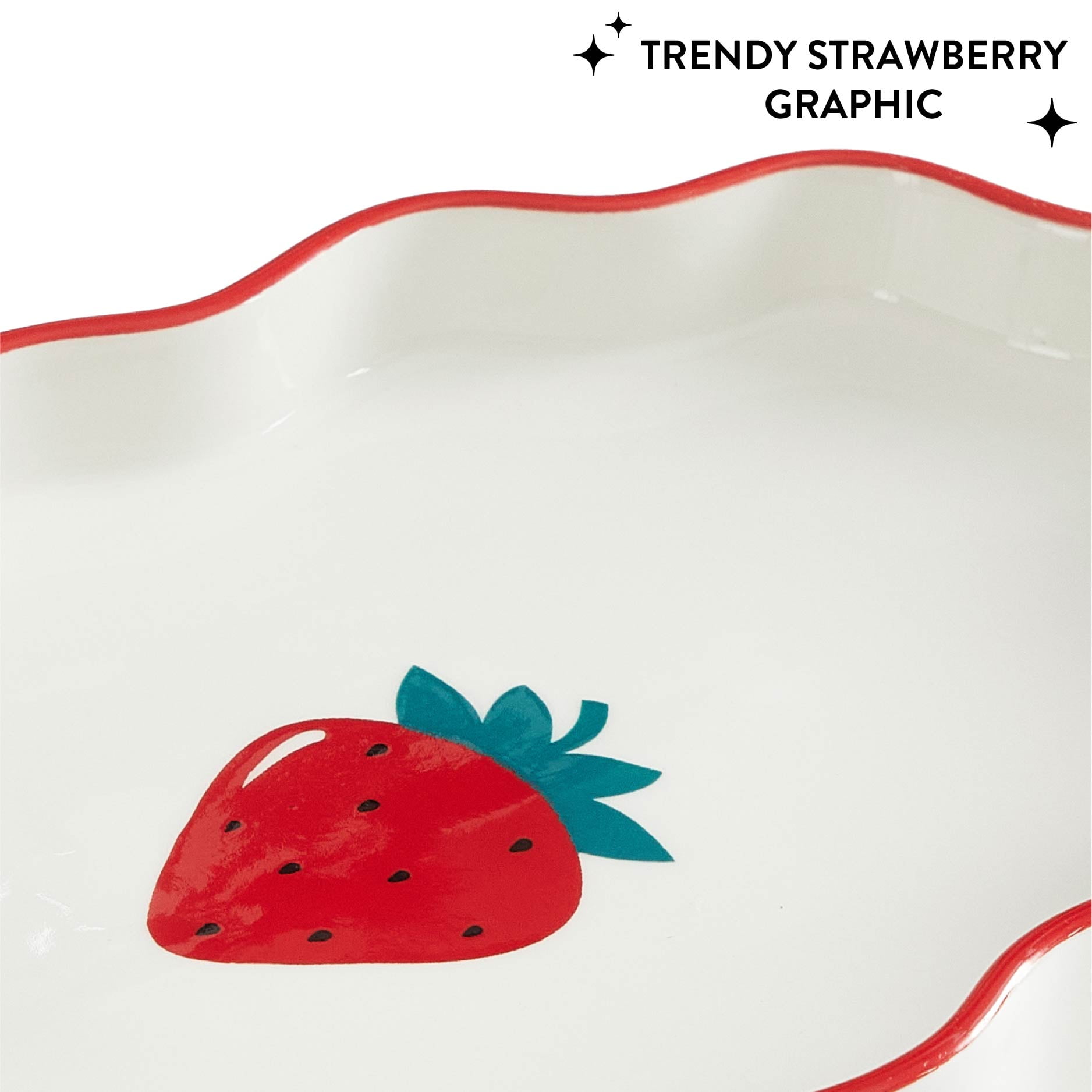 Mainstays Strawberry Scalloped Ceramic Trinket Tray