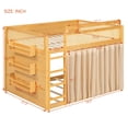 thumbnail image 3 of Full-Over-Full Bunk Bed with Bedside 3-Tier Storage Bookshelf, Teens/Kids Rattan Guardrail Bed Frame with Curtain & Light, 3 of 9
