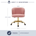thumbnail image 5 of BELLEZE Modern Upholstered Boucle Desk Chair with Swivel Wheels and Adjustable Height, Decorative Rolling Office or Vanity, Stylish Comfy - Aston (Gold - Pink), 5 of 7