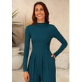 thumbnail image 6 of PRETTYGARDEN Womens Jumpsuit Dressy Casual Spring Fall Fashion One Piece Outfits Long Sleeve Mock Neck Wide Leg Pants Rompers, 6 of 8
