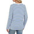 thumbnail image 5 of Womens Long Sleeve Shirts Striped Color Block Tops Fall Fashion Clothing Ribbed Crewneck Tee Blouses, 5 of 11