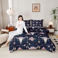 thumbnail image 4 of Homewish Bull Skull Full Size Comforter Sets 3-Piece for Boys Girls,Western Theme Bedding Comforter Set,Chic Floral Rose Lightweight Bedding Sets,Breathable Home Decor, 4 of 8