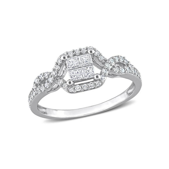 1/2 Carat (Ctw H-I, I2-I3) Princess-Cut Diamond Engagement Ring in 10K White Gold for Women