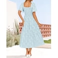 thumbnail image 4 of Vestido ZESICA para mujer, estilo bohemio, floral, midi, azul, talla S, 4 of 7