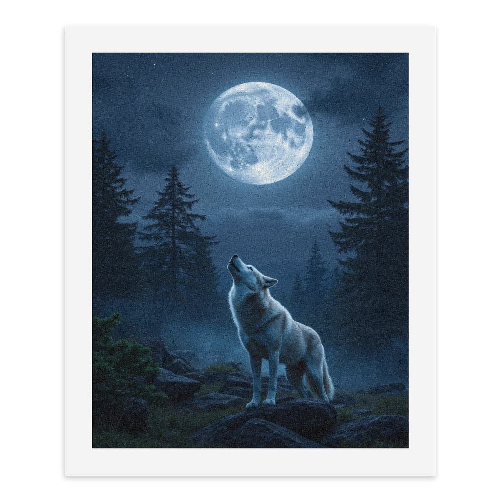 Paint By Numbers Kit for Adults Beginner - DIY Wolf Howling Night Full Moon Forest Canvas Painting Kits for Adults, Frameless Paint By Number for Adults for Home Wall Decor 16x20 Inch