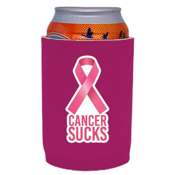 Cancer Sucks Full Bottom Can Coolie (Fuchsia)