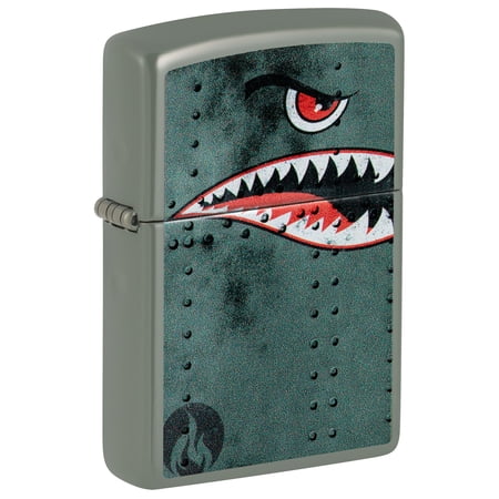 Zippo Lighter: Fighter Plane Nose Art, Shark Teeth - Sage 81482