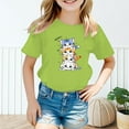thumbnail image 2 of Toddler Girl Shirts Kid Leisure Graphic Round Neck Short Sleeved Fashion Summer Top Girls' Tops, Tees Light Green 7 Years-8 Years, 2 of 5
