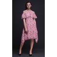 thumbnail image 3 of Bimba Robe à Volants Imprimée Oiseau Rose pour Femmes Épaules Dénudées - Moyen, 3 of 6