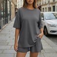 thumbnail image 3 of SUNBS 2 Piece Lounge Set for Women Matching Sets Oversized Top and Shorts Sweatsuit Travel Airport Outfit, 3 of 9