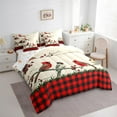thumbnail image 3 of Manfei Kawaii Red Bird Bedding Comforter Set 7pcs, Black Red Buffalo Queen Bedding Sets, Winter Christmas Festival Reversible Queen Sheet Sets, Ultra Soft Home Decor, 3 of 7