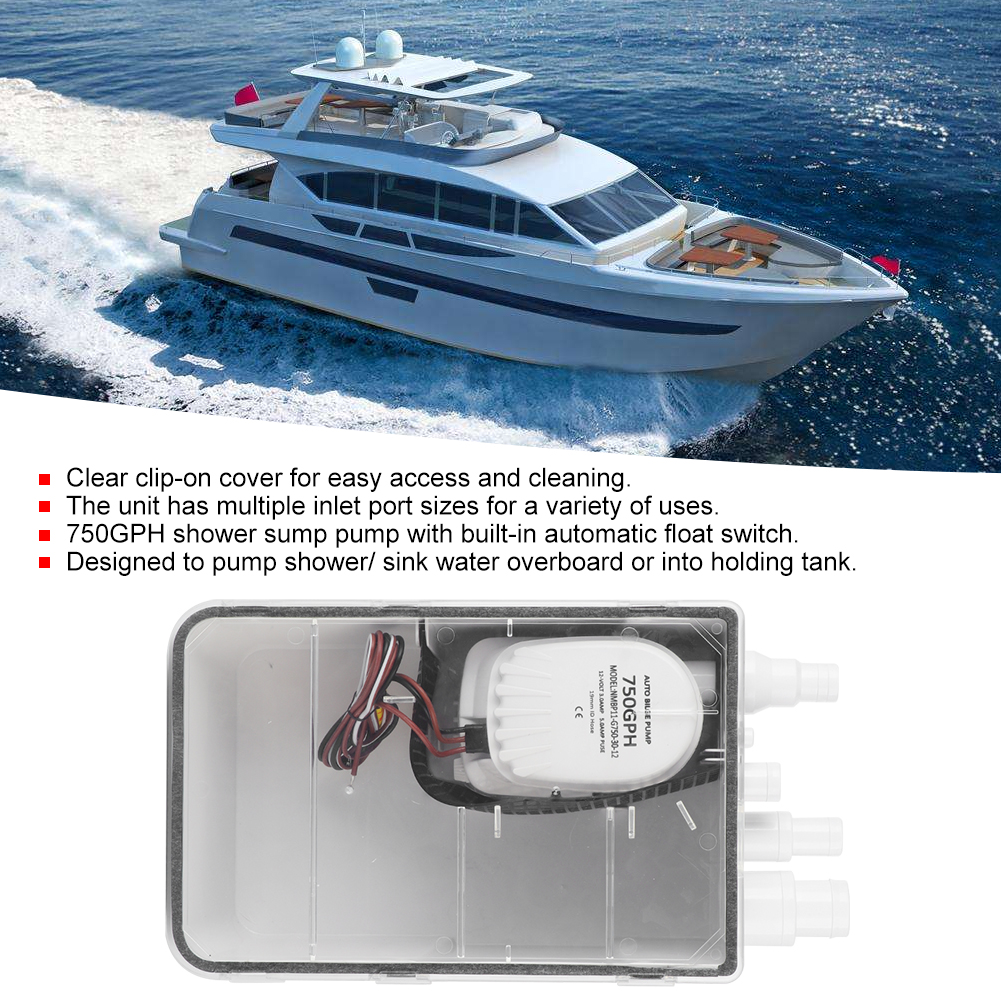 EOTVIA Shower Sump Pump, Shower Pump System Easy To Install For Marine
