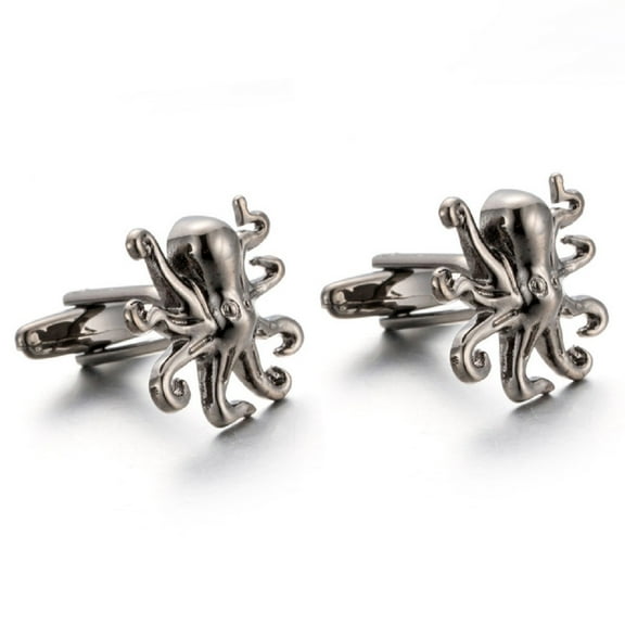 Longcreek Octopus Cufflinks for Men, Norse Viking Octopus Cufflinks, Silver Octopus Cuff Links, Octopus Shirt Tuxedo Cufflinks, Punk Animal Octopus Cufflinks French Cufflinks