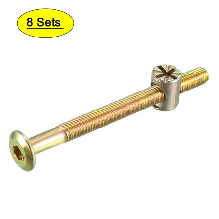 

M6x70mm Furniture Bolt Nut Set Screw 58mm Thread Long w Barrel Nuts 8 Sets