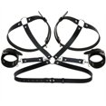thumbnail image 3 of adjustable pu belt waistband with buckle metal buckle belt PU Leather Belt with Chain and Lock Adjustable Metal Buckle Bound Waistband Fashion Style Black, 3 of 8