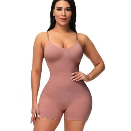 

Women V neckline Seamless Bodysuit Slimming Waist Trainer Shapewear Butt Lifter Chest Enhancing Full Slip Strappy-Backed One Piece Lingerie Shapewear