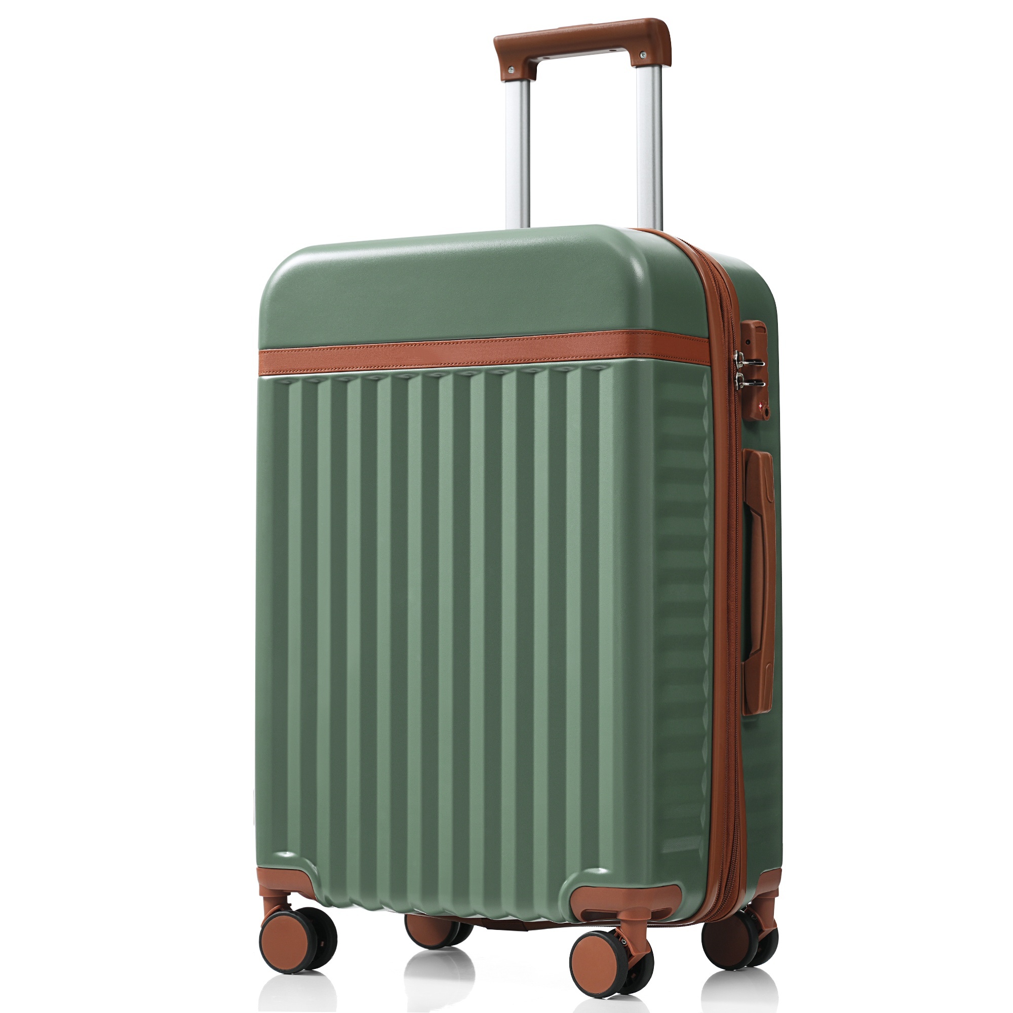 Euroco 3 Piece Front Opening Luggage Set, Hardshell Expandable Carry on Suitcase with Spinner Wheels,USB Port & TSA Lock, Lightweight Luggage for Travel,20in/24in/28in,Green