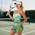 thumbnail image 2 of Yuyamidu Green Palm Leaves Womens Tennis Dress Built in Shorts Tropical Spaghetti Straps Exercise Workout Dress with Pockets Golf Athletic Dresses for Women Size XS, 2 of 7