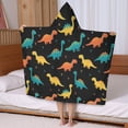thumbnail image 5 of Black Colorful Dinosaurs Pattern Hooded Bath Towel，50"x30" for Ages 3 To 12 Kids, Quick Dry Lightweight Soft Microfiber Hood Beach Towel Cover Up for Kids, 5 of 7