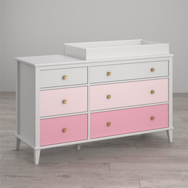 Little Seeds Monarch Hill Poppy 6-Drawer Changing Table, Pink & White