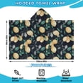 thumbnail image 2 of Yellow Lemon Fruit Leaves Black Pattern Hooded Bath Towel，60"x35" for Ages 3 To 12 Kids, Quick Dry Lightweight Soft Microfiber Hood Beach Towel Cover Up for Kids, 2 of 7