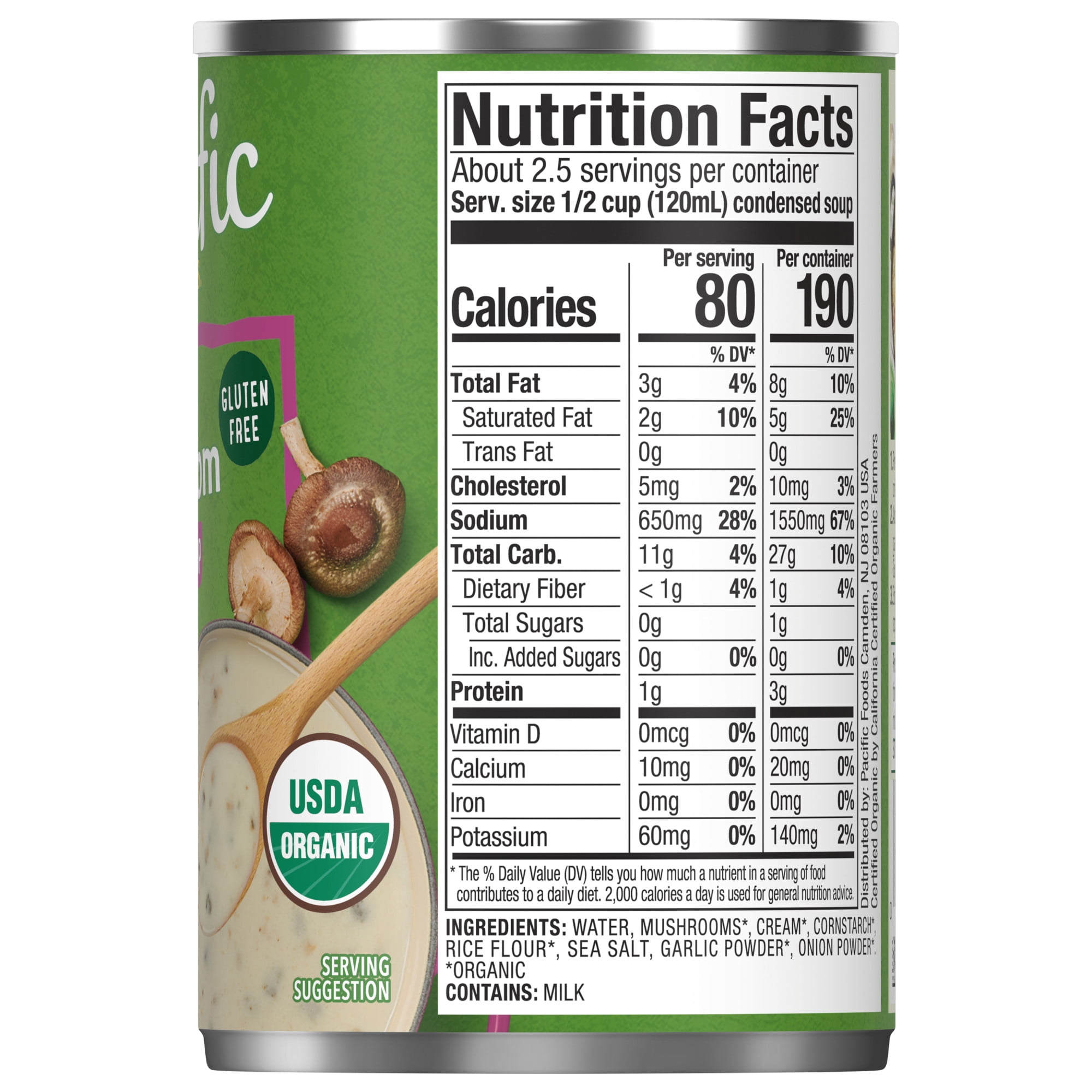 (2 pack) Pacific Foods Organic Cream of Mushroom Soup, 10.5 oz Can