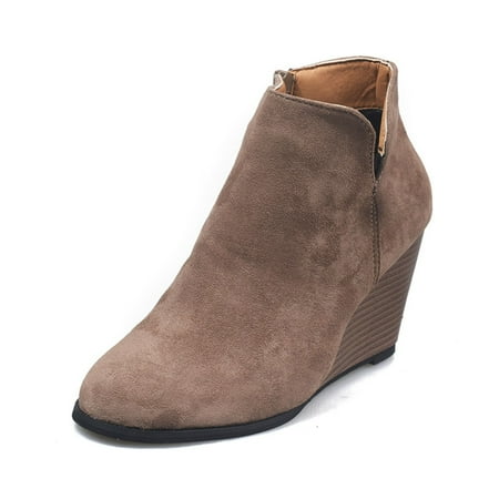 

Hvyesh Women s Ankle Boots Wedge Platform Bootie Round Toe Lace up Wedge Heels Boots Wedge Bootsfor Party Evening Shoes