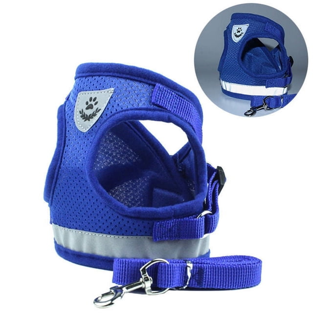 Arnés para exteriores para mascotas, protección para perros pequeños, arnés para gatos a prueba de escape (azul), se recomiendan 5-7 kg
