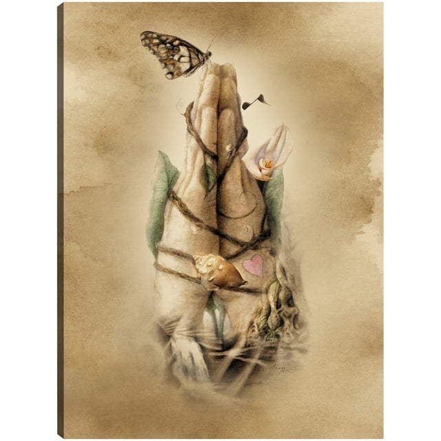 Cuadro Decorativo - Manos de oración Jr Impresión en canvas, estrechado.