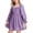 Purple, variant on Girls Puff Long Sleeve Ruffle Cuff Casual Dress, Solid Color Square Neck Elastic Waist A-Line Smocked Soft Breathable Sundress, Birthday Party Daily Wear Dresses for Girls 2-13 Years