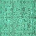 thumbnail image 1 of Ahgly Company Indoor Square Abstract Turquoise Blue Modern Area Rugs, 5' Square, 1 of 4