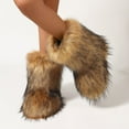 thumbnail image 4 of Dasayo Brown Women Booties Ankle Furry Winter Fleece Warm Wide Calf Booties Shoes Women 36, 4 of 8