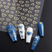 Heart Nail Art Stickers 8sheets 3D Self-Adhesive Nail Decals for Nails Manicure Art Design(4color)