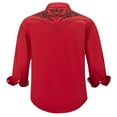 thumbnail image 2 of COEVALS CLUB Men's Western Cowboy Embroidered Shirts Long Sleeve Pearl Snap Dress Button up Cotton Shirts P1-4 Red Small, 2 of 7