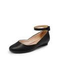 thumbnail image 1 of DREAM PAIRS Zapatos Ballerinas de Mujer con Cuña Baja y Correa en el Tobillo Negro, 1 of 6