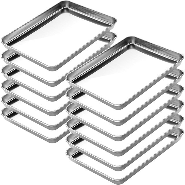 Ensemble de Plaques de Cuisson 12 Pcs, Plaques à Biscuits en Acier Inoxydable de 16 Pouces pour Cuisson, Plaque de Cuisson, Plateau de Four Grille-Pain, Moule à Gelée, Résistant à la Déformation et Robuste, Taille 16 x 12 x 1 Pouces