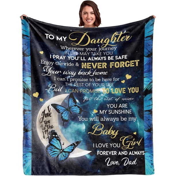 LHSHID Gifts for Daughter from Dad to My Daughter Blanket from Dad Adult Daughter Gifts for Birthday Christmas Father to Daughter Super Soft Cozy Flannel Throw Blanket 50x60in
