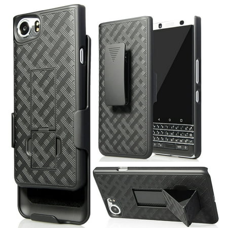 BlackBerry KEYone Clip Case, Nakedcellphone's Black Kickstand Case + Belt Clip Holster for BlackBerry KEYone Phone