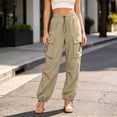 thumbnail image 5 of Noric Women's Plus Size High Waist Cargo Pants Loose Lightweight Casual Drawstring Workout Yoga Athletic Joggers with Pockets, 5 of 6