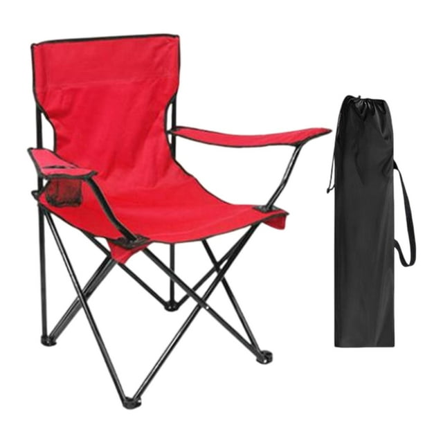 Silla de campamento plegable al aire libre taburete de campamento portátil plegable portátil estable anti -slip con bolsillo para park jardín mochilad Rojo