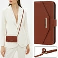 thumbnail image 5 of ELEHOLD Crossbody Wallet Case for iPhone 14 Pro 6.1" with Card Slots Hidden Make Up Mirror Magnetic Closure Detachable Shoulder Strap for Women Girls Elegant Purse Case, Brown, 5 of 7