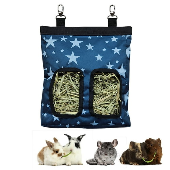RIOUSSI Hanging Guinea Pig Rabbit Hay Feeder Bag for Bunnies Chinchillas, Stars