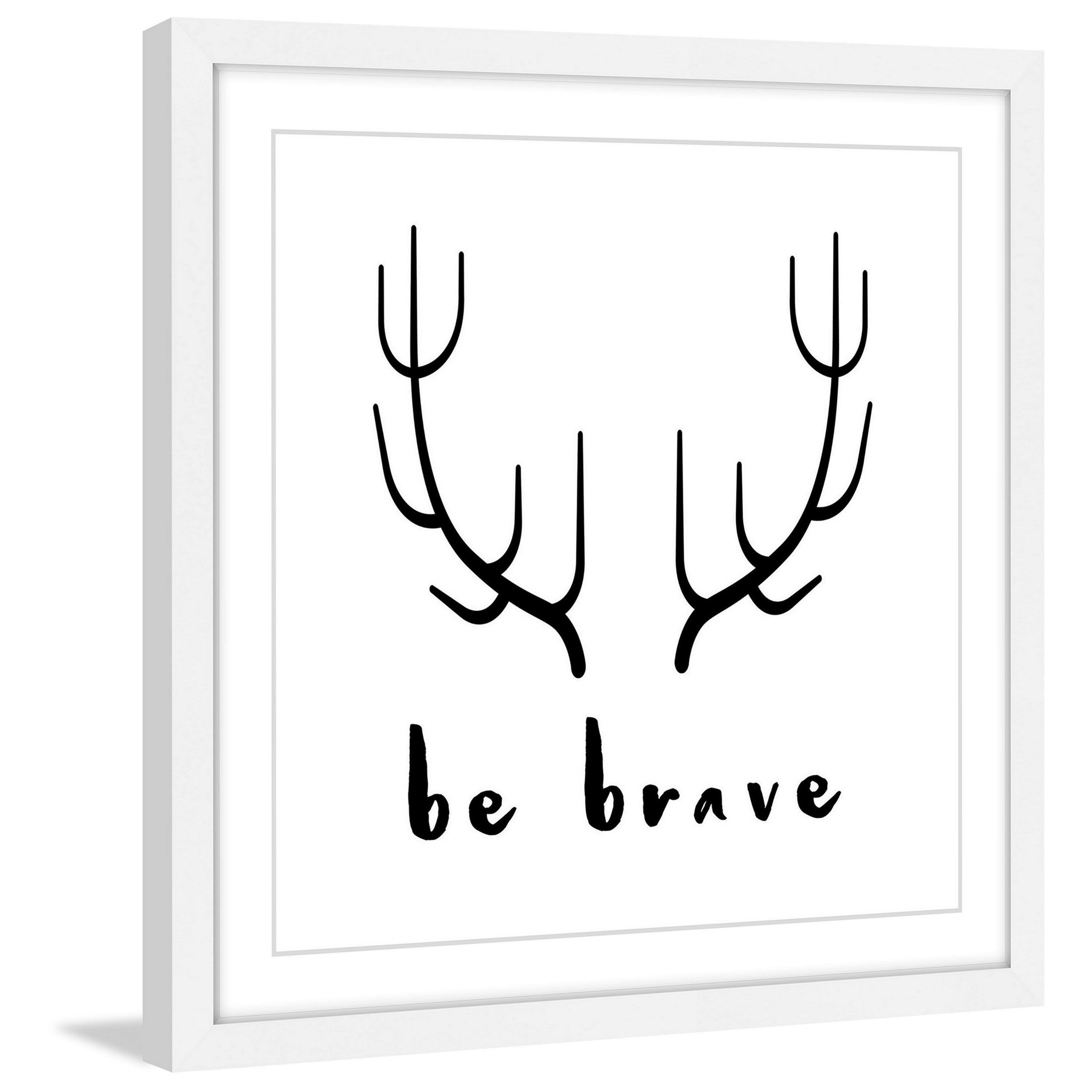 MARMONT HILL  - 'Brave Antlers' by Diana Alcala Framed Painting Print - Multi-Color 12 x 12